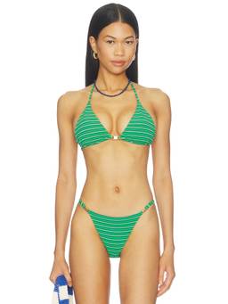 Vix Swimwear - Lucie Women's Ribbed Halter Tie-Up Triangle Bikini Top Green