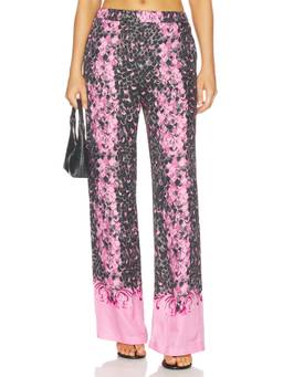 Versace Jeans Couture - Reptile Scale Women's Elastic Waist Wide-Leg Palazzo Pants Purple