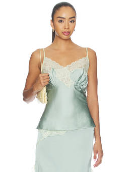 Vaillant - Signature Women's Lace Trim Satin Camisole Top Blue