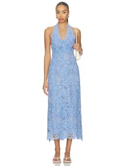 Waimari - Odette Women's Floral Lace Halter Neck Maxi Dress Blue