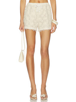 Waimari - Solenne Women's Crochet Elastic Waist Shorts Cream