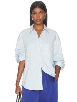 WAO - Poplin Women's Cotton Button-Down Shirt Blue