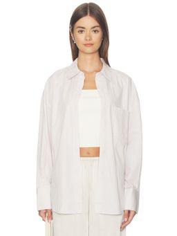 WAO - Poplin Women's Striped Cotton Button-Down Shirt Neutral