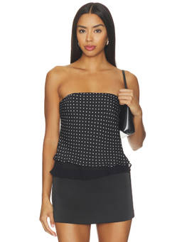 With Jean - Priya Women's Boned Bustier Corset Polka Dots Black