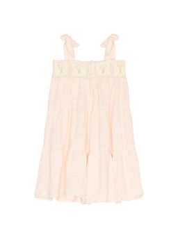 Wild Wawa - Crochet Women's Floral Tie-Strap Maxi Dress Pink