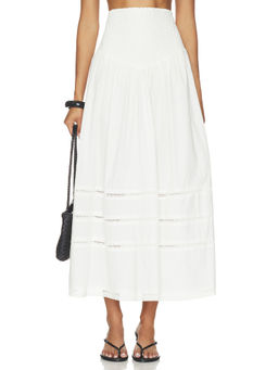WeWoreWhat - Smocked Women's High-Waist Poplin Maxi Skirt White