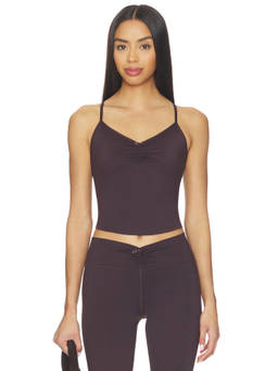 WeWoreWhat - Ruched Women's Bow Detail Cami Top Dark Brown