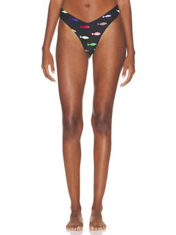 WeWoreWhat - Delilah Women's Fish Print Pull-On Bikini Bottom Black