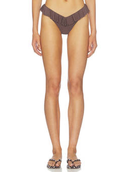 WeWoreWhat - Ruffle Delilah Women's Polka Dot Ruffle Bikini Bottom Brown