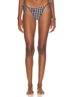 WeWoreWhat - Tie Women's Side Tie Stretch Bikini Bottom Black