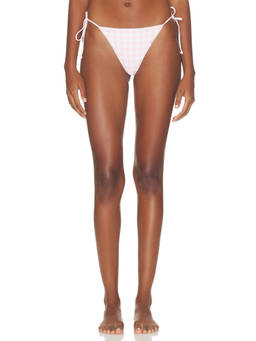 WeWoreWhat - Tie Women's Side Tie Gingham Bikini Bottom Pink