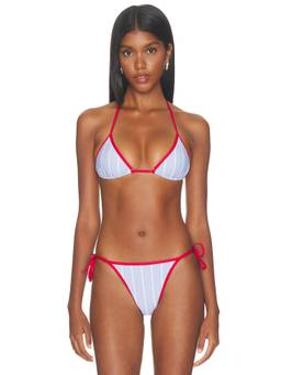 WeWoreWhat - Triangle Women's Halter Tie-Up Bikini Top Blue