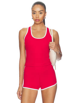 YEAR OF OURS - Sport Cut Out Back Women's Racerback Sports Bra Cherry & White