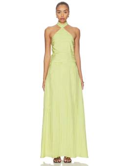 Yellow The Label - Palmetto Women's Halter Neck Textured Maxi Dress Green