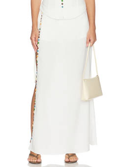 Yellow The Label - Romy Women's Side Button Detail Maxi Skirt Off White