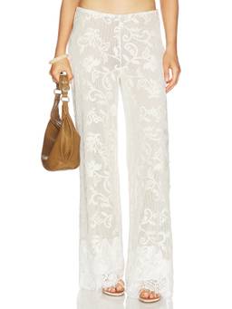 Yellow The Label - Lottie Lace Women's Wide-Leg Palazzo Pants Ivory