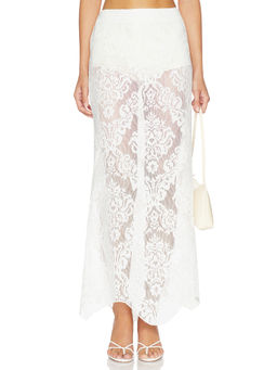 Yellow The Label - Soren Women's Sheer Lace Maxi Skirt Ivory