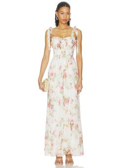 Yumi Kim - Neva Women's Floral Smocked Tie-Strap Maxi Dress Ivory