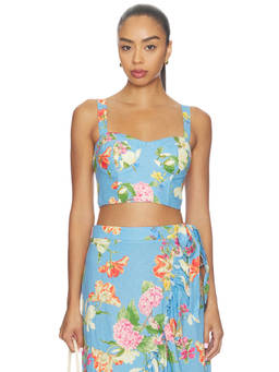 Yumi Kim - Korfu Women's Floral Lace-Up Back Corset Top Blue