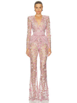 Zhivago - Scent Of Roses Women's Embellished Mesh Jumpsuit Blush