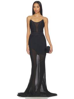 Zhivago - We Cast Shadow Women's Strapless Sheer Panel Maxi Dress Black