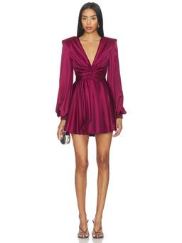 Zhivago - Fading Hour Women's Satin Plunging Neck Cut-Out Mini Dress Plum