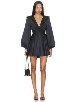 Zhivago - Fading Hour Women's Satin Plunge Neck Mini Dress Black