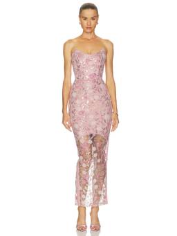 Zhivago - Roses And Their Ashes Women's Strapless Embellished Maxi Dress Pink