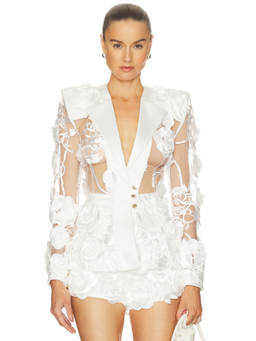 Zhivago - Verdict Women's Sheer Embroidered Blazer White