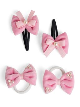 Ribbon Candy - Velvet Bow Tic-Tac Pearls Pins and Rubber Bands - Light Pink