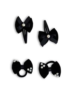 Ribbon Candy - Velvet Bow Tic-Tac Pearls Pins and Rubber Bands - Black