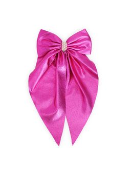 Ribbon Candy - Shiny Big Scarf With Pearls On Barrette Clip - Fuchsia