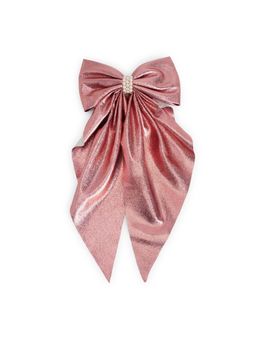 Ribbon Candy - Shiny Big Scarf With Pearls On Barrette Clip - Rose Gold