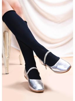 SHUZ TOUCH - Silver Shuz Touch Silver Metallic Embellished Mary Jane Flat Ballerina