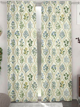CHHAVI INDIA - Elegant Botanical Design Floral Printed Door Curtains (Pack Of 2) (7 Feet)