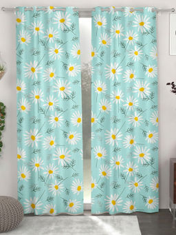 CHHAVI INDIA - Floral Daisy Print Door Curtains (Pack Of 2) (7 Feet)