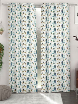 CHHAVI INDIA - Premium Peacock Feather Print Door Curtains (Pack Of 2) (7 Feet)