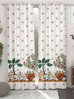 CHHAVI INDIA - Premium Jaipuri Printed Door Curtains (Pack Of 2) (7 Feet)