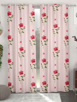 CHHAVI INDIA - Floral Semi-Transparent Door Curtains (Pack Of 2) (7 Feet)