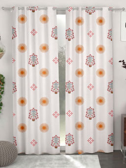 CHHAVI INDIA - Premium Floral & Geometric Cotton Door Curtains (Pack of 2) (7 Feet)