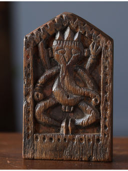 Revive Home - Wooden Whisper - Ganesha Wooden Antique Sculpture