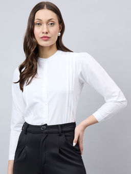 Style Quotient - Women Solid White Polycotton Regular Shirt