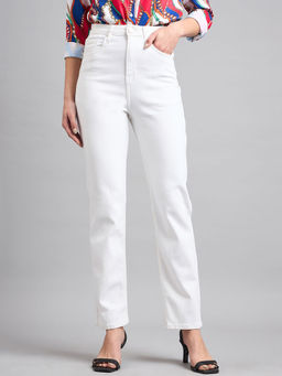 Style Quotient - Women White Straight Fit High Rise Stretchable Jeans