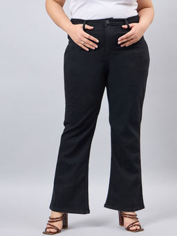 Style Quotient - Women Plus Size Black Boot Cut High Rise Stretchable Jeans