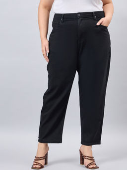 Style Quotient - Women Plus Size Black Mom Fit High Rise Stretchable Jeans