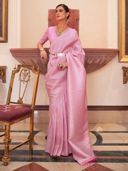 Akhilam - Womens Silk Blend Mauve Woven Designer Saree with Unstitched Blouse