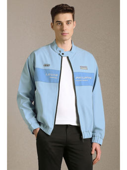 Louis Philippe - Men Casual Light Blue Graphic Print Jacket