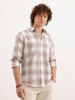 WROGN - Slim Fit Checkered brown Shirt