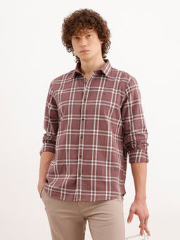WROGN - Slim Fit Checkered Mauve Shirt