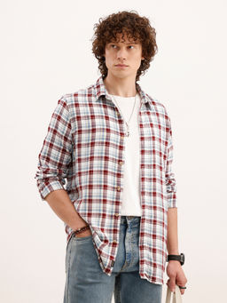 WROGN - Slim Fit Checkered Brown Shirt